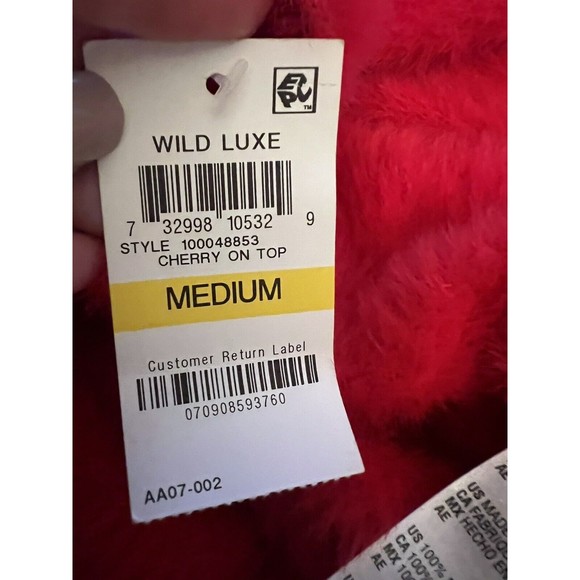 Bar III $60 Women's Fuzzy Sweater Stretchy Red  Medium New Holiday Macy’s Cozy - Picture 7 of 8